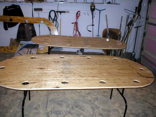 Both bases attached to their respective table legs