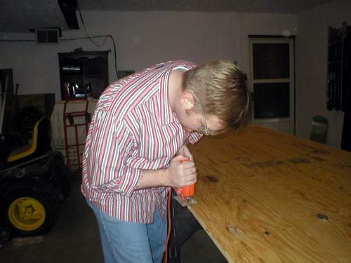 Kevin cutting his own wood....